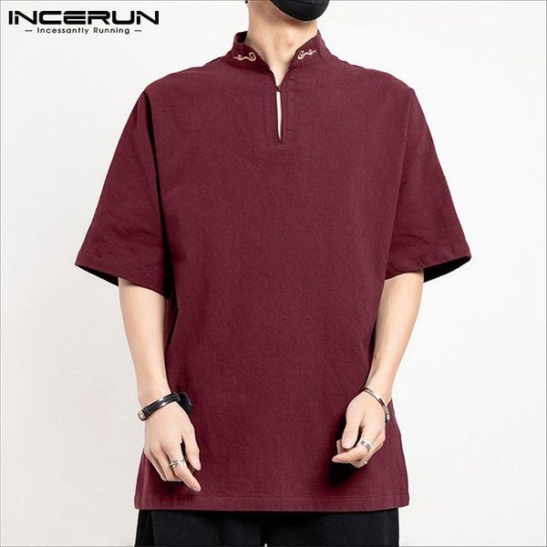 men's casual shirts incerun men shirt embroidered mandarin collar short sleeve vintage streetwear 2021 cotton chinese style clothing, White;black
men's casual shirts incerun men shirt embroidered mandarin collar short sleeve vintage streetwear 2021 cotton chinese style clothing, White;black