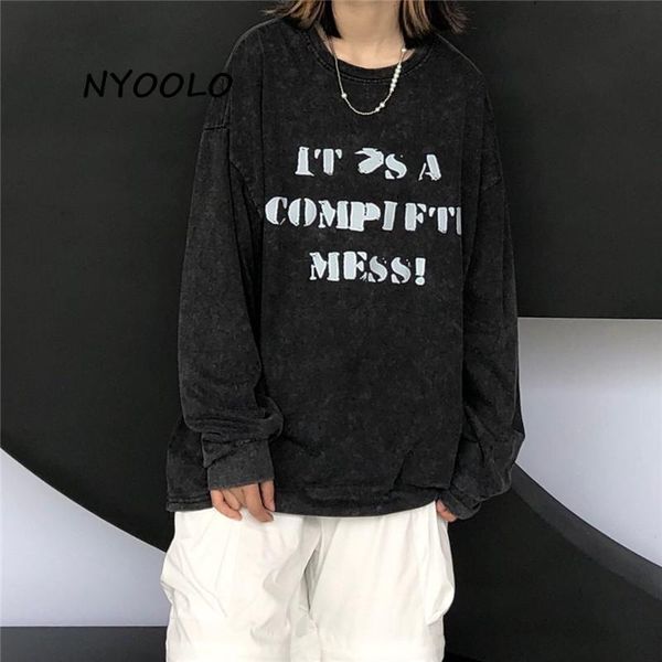 women's hoodies & sweatshirts nyoolo high street vintage washed distressed simple letters print long sleeve pullovers sweatshirt women, Black
women's hoodies & sweatshirts nyoolo high street vintage washed distressed simple letters print long sleeve pullovers sweatshirt women, Black