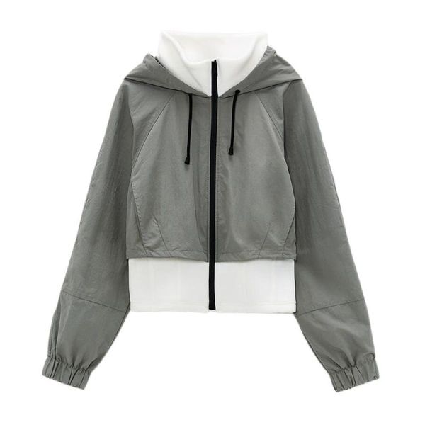 diyig womanspring and summer hooded stand collar short coat long sleeve contrast color stitching jacket for women women's jackets, Black;brown
diyig womanspring and summer hooded stand collar short coat long sleeve contrast color stitching jacket for women women's jackets, Black;brown