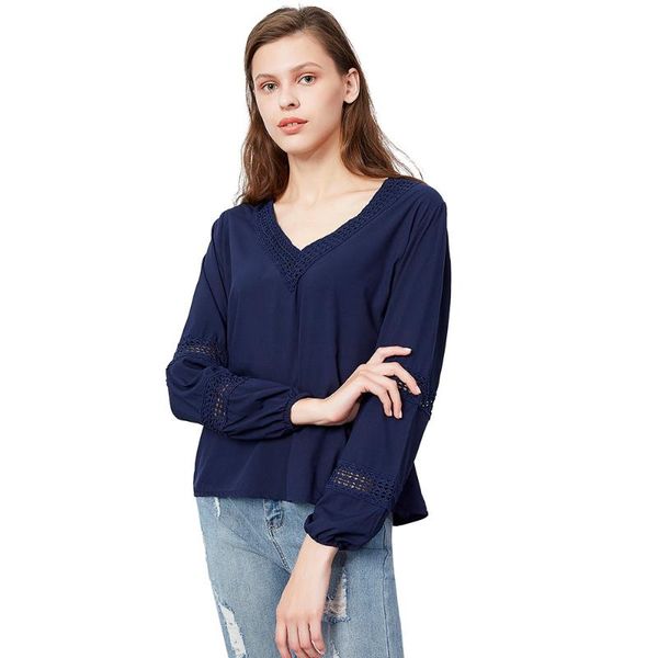 women's blouses & shirts 2021 european and american womens lace v-neck long-sleeved casual spring autumn blouse, White
women's blouses & shirts 2021 european and american womens lace v-neck long-sleeved casual spring autumn blouse, White