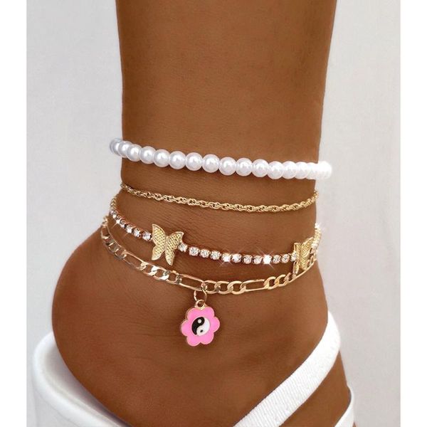 anklets bohemian multilayer metal chain for women simple gold color butterfly pearl ankle anklet bracelet beach jewelry, Red;blue
anklets bohemian multilayer metal chain for women simple gold color butterfly pearl ankle anklet bracelet beach jewelry, Red;blue