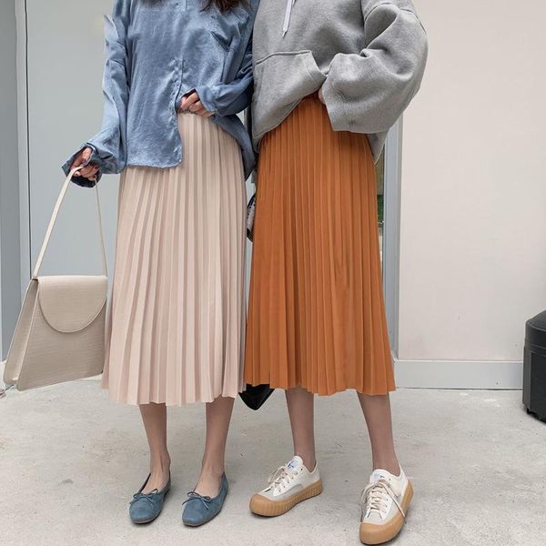 skirts 2021 autumn winter ladies korean high waist a-line school long skirt female elegant solid midi pleated women, Black
skirts 2021 autumn winter ladies korean high waist a-line school long skirt female elegant solid midi pleated women, Black