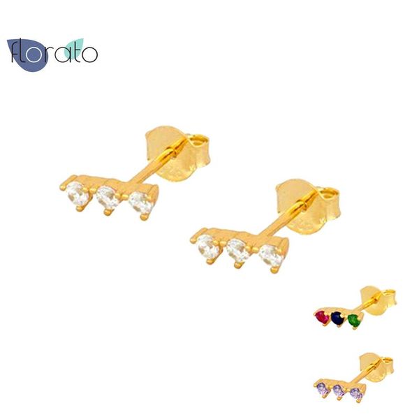 sterling silver stud earrings for women colorful zircon crystal earring piercing cartilage earings fashion jewelry a50, Golden;silver 
sterling silver stud earrings for women colorful zircon crystal earring piercing cartilage earings fashion jewelry a50, Golden;silver