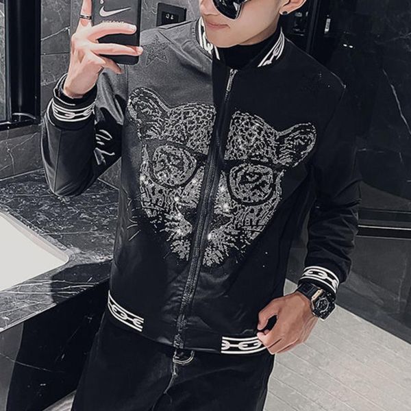men's jackets autumn leopard rhinestones printing fashion brand jacket korean leisure mens bomber vintage, Black;brown
men's jackets autumn leopard rhinestones printing fashion brand jacket korean leisure mens bomber vintage, Black;brown