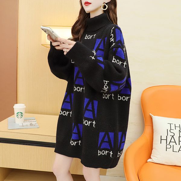 meitong medium long high collar wool dress thickened autumn and winter women's clothing 2021 new korean loose sweater, White;black
meitong medium long high collar wool dress thickened autumn and winter women's clothing 2021 new korean loose sweater, White;black