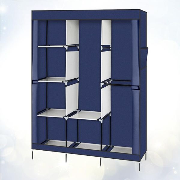 71" portable closet wardrobe clothes rack storage organizer with shelf blue clothing
71" portable closet wardrobe clothes rack storage organizer with shelf blue clothing
