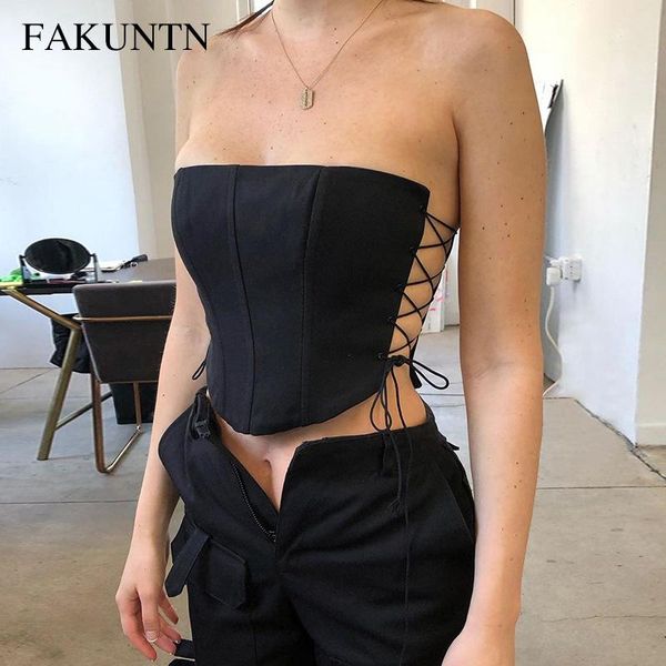 off shoulder strapless lace up bustier corset crop for women black sleeveless vest cropped feminino women's tanks & camis, White
off shoulder strapless lace up bustier corset crop for women black sleeveless vest cropped feminino women's tanks & camis, White