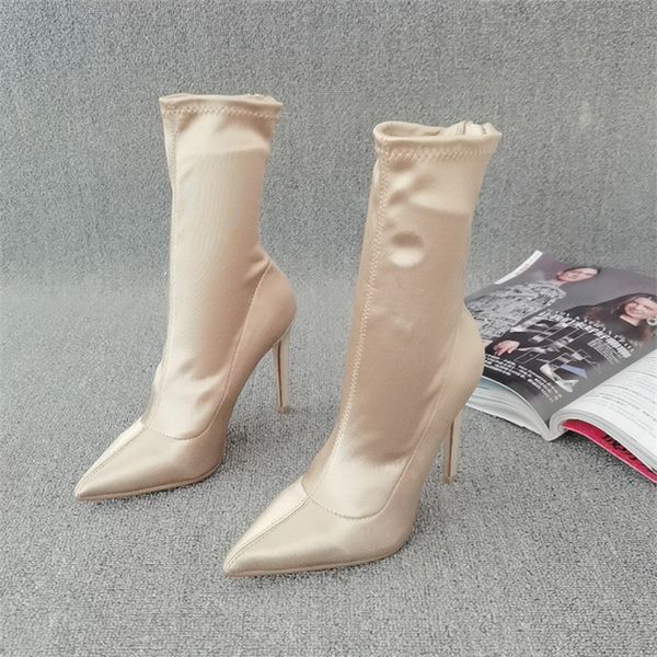 women plus size boots fall summer shoes solid color high heels satin stretch boots toe heel zipper ankle boot skinny-boot fashion pointed to, Black
women plus size boots fall summer shoes solid color high heels satin stretch boots toe heel zipper ankle boot skinny-boot fashion pointed to, Black