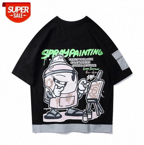 european and american hipsters high street color matching t-shirt oversize loose graffiti cartoon print short-sleeved tee men women #cz7e, White;black
european and american hipsters high street color matching t-shirt oversize loose graffiti cartoon print short-sleeved tee men women #cz7e, White;black