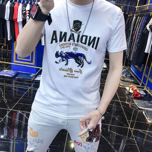 trend short polo shirt sequin drill 2021 summer round ne t-shirt half sve top, White;black 
trend short polo shirt sequin drill 2021 summer round ne t-shirt half sve top, White;black