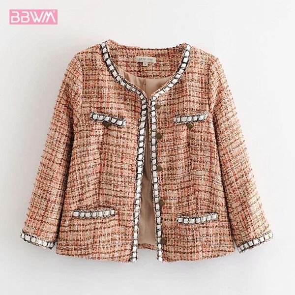 vintage round neck long sleeves xiaoxiangfeng women's jacket coat single breasted fashion temperament tweed chic female jackets, Black;brown
vintage round neck long sleeves xiaoxiangfeng women's jacket coat single breasted fashion temperament tweed chic female jackets, Black;brown