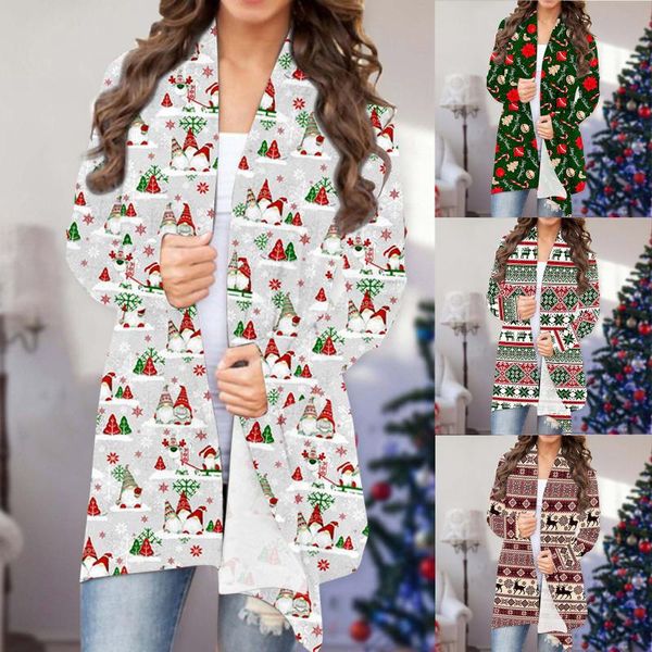women's knits & tees loose casual coat christmas print cardigan thick warm sweater fashion mid-length, White
women's knits & tees loose casual coat christmas print cardigan thick warm sweater fashion mid-length, White