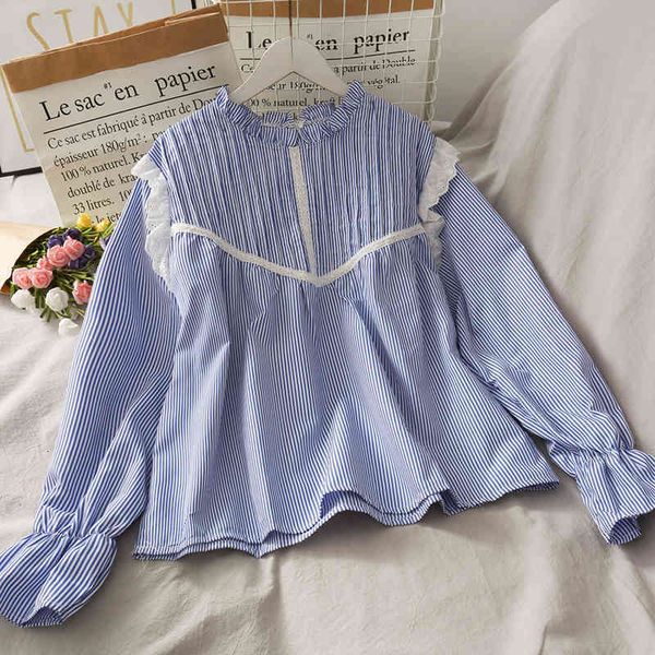 women's blouses & shirts autumn women blouse pullover shirt ladies polyester o-neck stripes lantern sleeves sweet loose blusas, White
women's blouses & shirts autumn women blouse pullover shirt ladies polyester o-neck stripes lantern sleeves sweet loose blusas, White