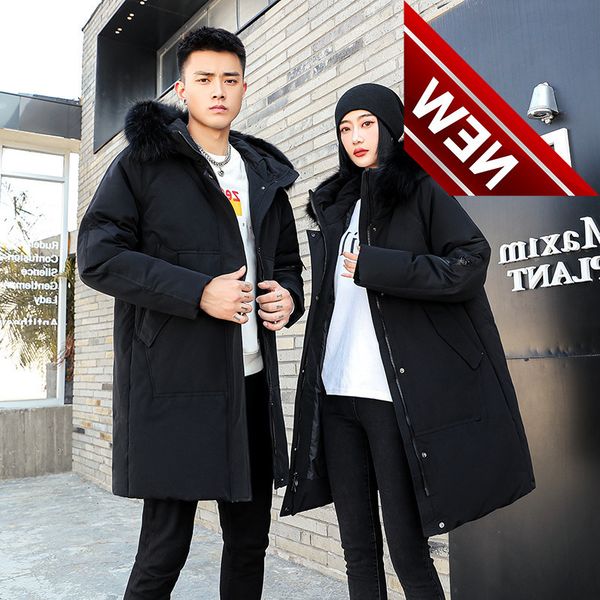 -30 degree winter puffer jacket men white duck down coat fashion hooded fur collar windbreaker mid-long outerwear, Black
-30 degree winter puffer jacket men white duck down coat fashion hooded fur collar windbreaker mid-long outerwear, Black