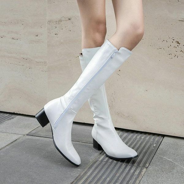 winter women knee high boots white black round toe square root knight with zipper long large size 34-43
winter women knee high boots white black round toe square root knight with zipper long large size 34-43