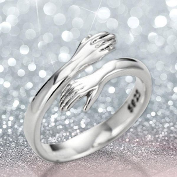 cluster rings 925 sterling silver european and american jewelry love hug ring retro fashion tide flow open, Golden;silver
cluster rings 925 sterling silver european and american jewelry love hug ring retro fashion tide flow open, Golden;silver