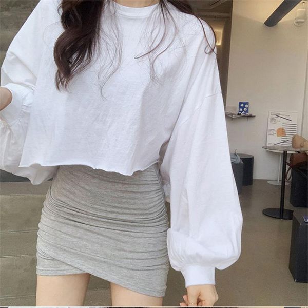 knits minimalist vintage solid chic gentle women streetwear cotton female full sleeves t-shirts, White
knits minimalist vintage solid chic gentle women streetwear cotton female full sleeves t-shirts, White