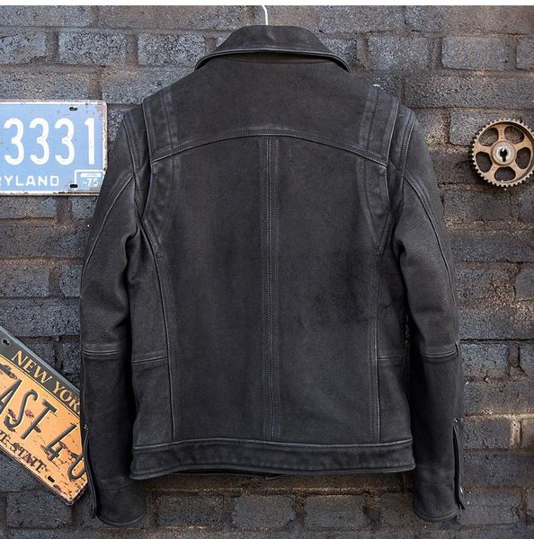 men's leather & faux autumn winter cowhide genuine jacket leisure fashion style motorcycle clothing lapel slim fit single-breasted, Black
men's leather & faux autumn winter cowhide genuine jacket leisure fashion style motorcycle clothing lapel slim fit single-breasted, Black