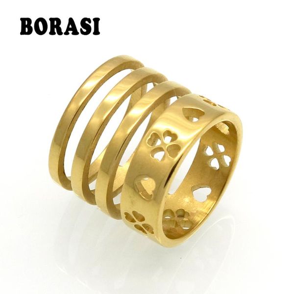 cluster rings stainless steel heart clover hollowing craft gold color ring fashion jewelry full sizes wholesale, Golden;silver
cluster rings stainless steel heart clover hollowing craft gold color ring fashion jewelry full sizes wholesale, Golden;silver
