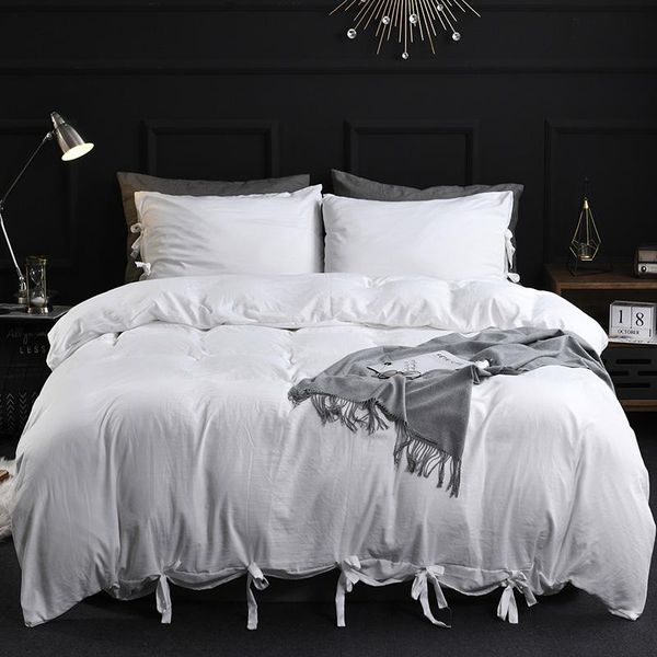 bedding sets pure color white soft duvet cover with pillowcase double  king 2/3pcs bed linen for bedclothes (no sheet 
bedding sets pure color white soft duvet cover with pillowcase double  king 2/3pcs bed linen for bedclothes (no sheet