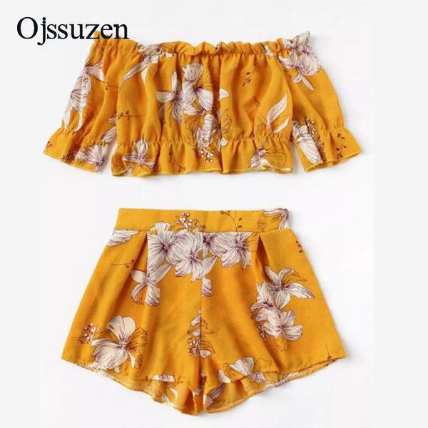 clothes women summer two piece set slash neck ruffles short sleeve yellow crop print elastic waist 2piece women's tracksuits, Gray
clothes women summer two piece set slash neck ruffles short sleeve yellow crop print elastic waist 2piece women's tracksuits, Gray