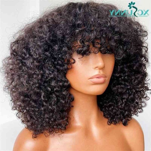 bangs kinky curly with full machine made scalp 200 density remy peruvian short wigs human hair xcsunny, Black
bangs kinky curly with full machine made scalp 200 density remy peruvian short wigs human hair xcsunny, Black