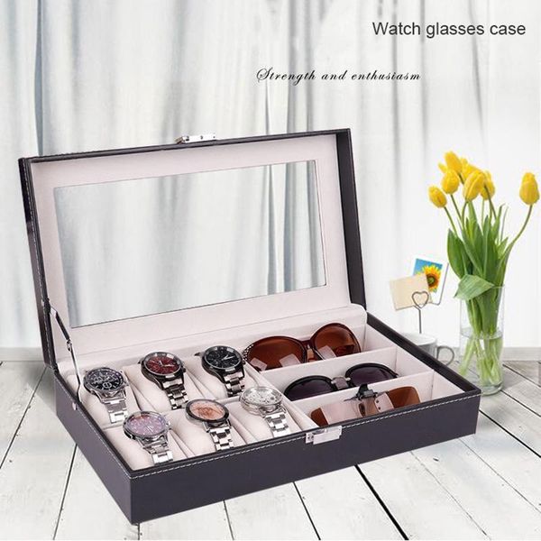 watch boxes & cases leather box jewelry case eyeglasses organizer men women grids organizers luxury wristwatch holder, Black;blue
watch boxes & cases leather box jewelry case eyeglasses organizer men women grids organizers luxury wristwatch holder, Black;blue