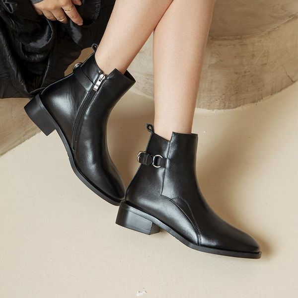 boots autumn/winter women shoes cow leather pointed toe low heel belt buckle western solid short for, Black
boots autumn/winter women shoes cow leather pointed toe low heel belt buckle western solid short for, Black