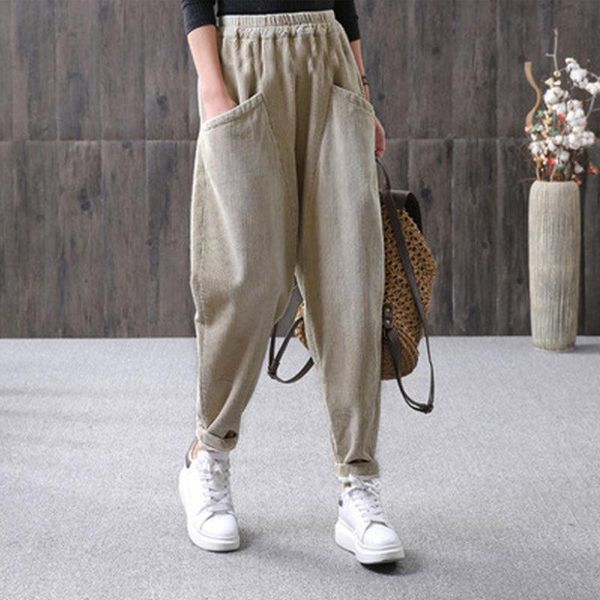 spring women's harem pants elastic waist slim striped corduroy loose casual trousers solid streetwear girls clothing & capris, Black;white
spring women's harem pants elastic waist slim striped corduroy loose casual trousers solid streetwear girls clothing & capris, Black;white