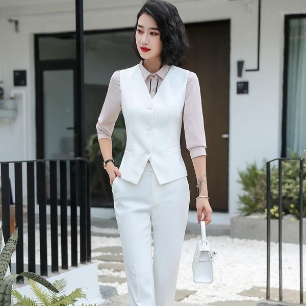 women's suits & blazers izicfly summer style white waistcoat and pants 2 piece set women lady suit office vest slim business formal wor, White;black
women's suits & blazers izicfly summer style white waistcoat and pants 2 piece set women lady suit office vest slim business formal wor, White;black