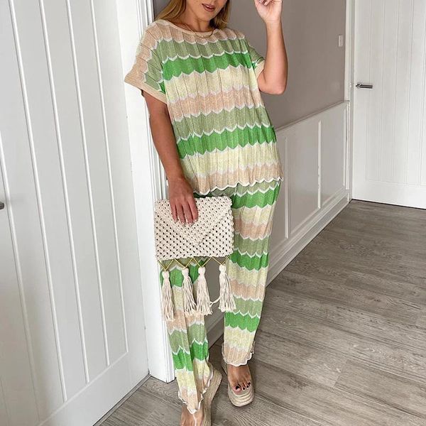 women's two piece pants fashion casual panelled knitted suits women elegant loose o neck suit full length ladies, White
women's two piece pants fashion casual panelled knitted suits women elegant loose o neck suit full length ladies, White