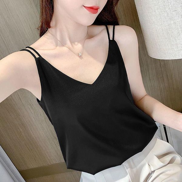 summer t-shirt chiffon women's suspender vest black v-neck sleeveless bottoming camisoles & tanks, Black;white
summer t-shirt chiffon women's suspender vest black v-neck sleeveless bottoming camisoles & tanks, Black;white