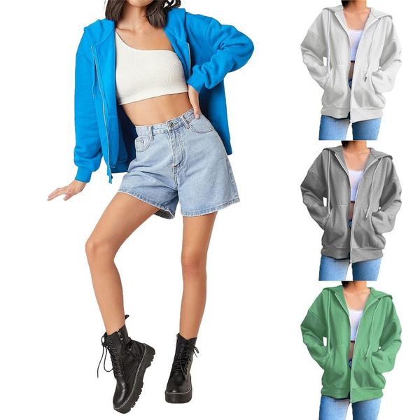 women's hoodies & sweatshirts womens autumn polyester pocket loose zip up drawstring long sleeve solid color plush lined hooded, Black
women's hoodies & sweatshirts womens autumn polyester pocket loose zip up drawstring long sleeve solid color plush lined hooded, Black