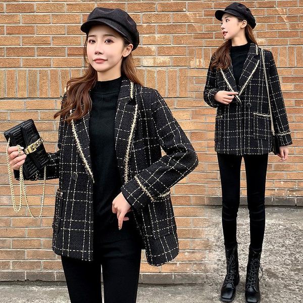 women's jackets suit jacket ladies autumn and winter small fragrance temperament plaid suit senior fan office lady hz0d, Black;brown
women's jackets suit jacket ladies autumn and winter small fragrance temperament plaid suit senior fan office lady hz0d, Black;brown