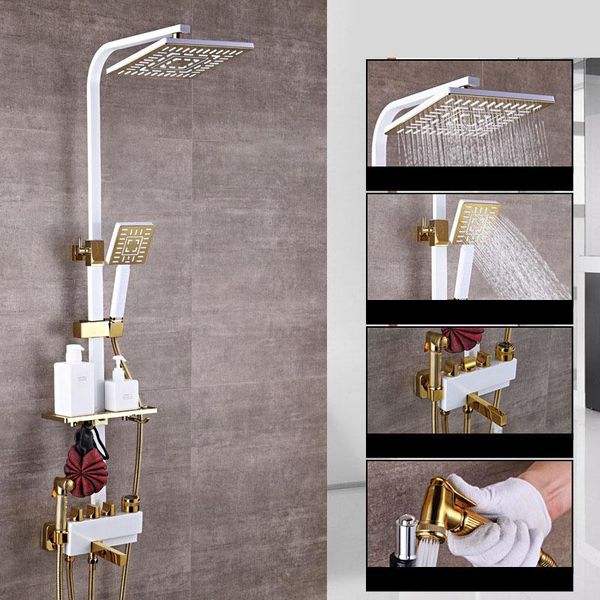 bathroom luxury black golden shower set with bidet shelf gold faucet bathtub sets
bathroom luxury black golden shower set with bidet shelf gold faucet bathtub sets