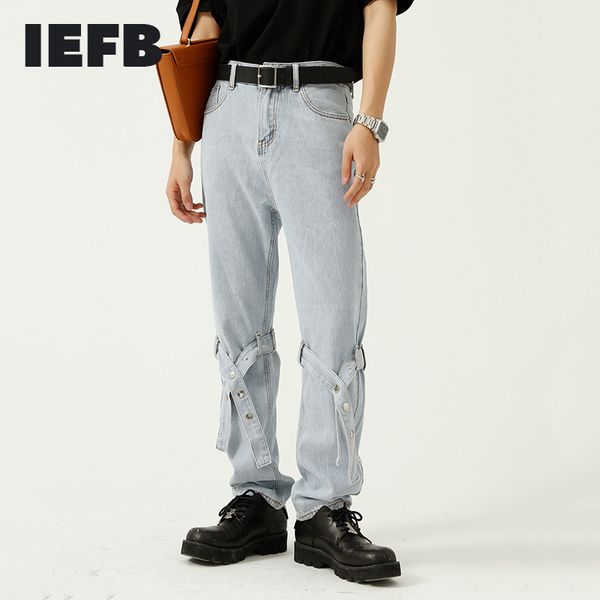 iefb korean bandage design loose straight fashion men's jeans black blue straight denim trousers streetwear 9y7601 210524
iefb korean bandage design loose straight fashion men's jeans black blue straight denim trousers streetwear 9y7601 210524
