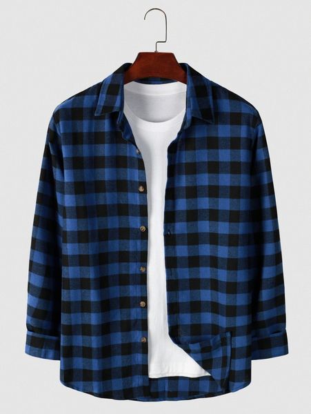 men gingham print button front shirt without tee 96oc#, White;black