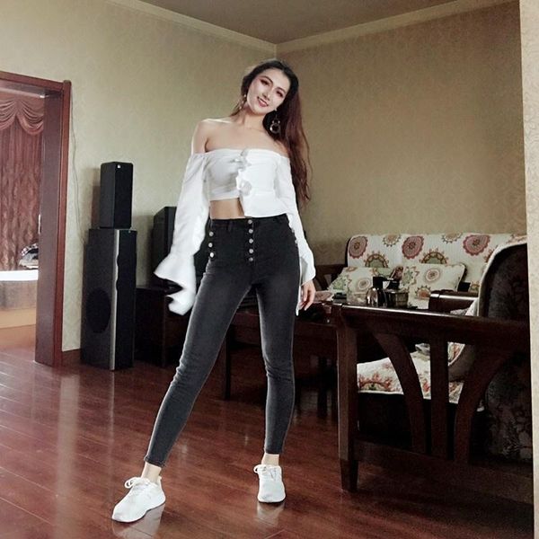 women's jeans elastic high waist skinny women street single breasted denim pencil ankle-length pants fashion black office lady, Blue
women's jeans elastic high waist skinny women street single breasted denim pencil ankle-length pants fashion black office lady, Blue