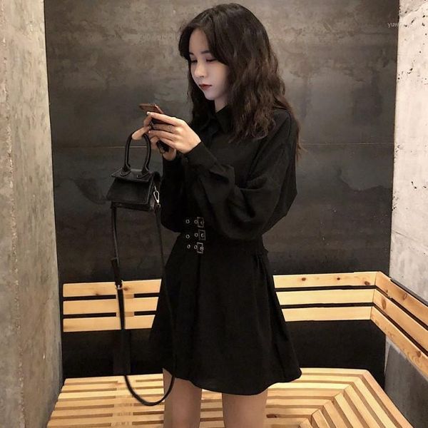 casual dresses fashion trend loose above knee black dress women 2021 autumn temperament slim turn-down collar long sleeve, Black;gray
casual dresses fashion trend loose above knee black dress women 2021 autumn temperament slim turn-down collar long sleeve, Black;gray