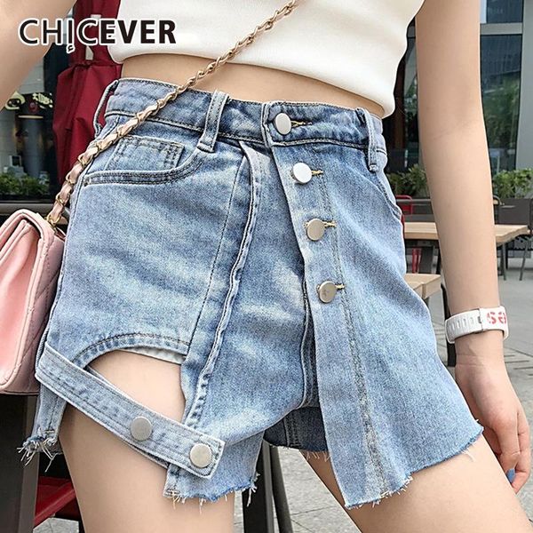 women's shorts chicever casual blue cut out high waist asymmetrical hem patchwork button women denim short 2021 fashion, White;black
women's shorts chicever casual blue cut out high waist asymmetrical hem patchwork button women denim short 2021 fashion, White;black