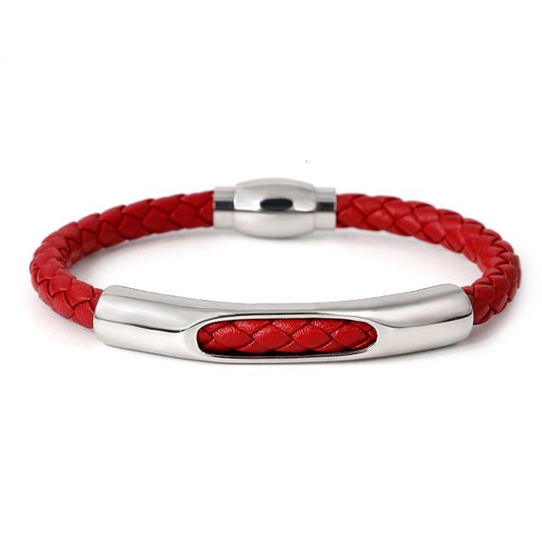 bangles bracelets punk style men's titanium steel bracelet stainless leather rope chain magnet buckle woven, Black
bangles bracelets punk style men's titanium steel bracelet stainless leather rope chain magnet buckle woven, Black