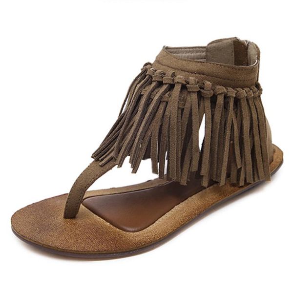 sandals retro flip flops fashion outdoor women's summer tassel flat rome female shoes black brown casual ladies 
sandals retro flip flops fashion outdoor women's summer tassel flat rome female shoes black brown casual ladies