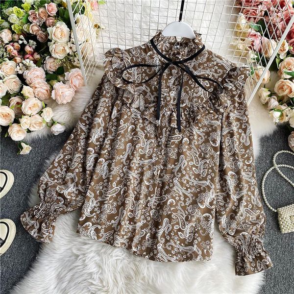retro ruffles stand collar bow floral print chiffon shirt women spring autumn temperament long sleeve female blusa uk094 women's blous, White
retro ruffles stand collar bow floral print chiffon shirt women spring autumn temperament long sleeve female blusa uk094 women's blous, White