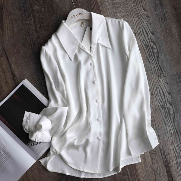 women's blouses & shirts women satin blouse elegant turn-down collar long sleeve single breasted straight office lady solid co, White
women's blouses & shirts women satin blouse elegant turn-down collar long sleeve single breasted straight office lady solid co, White