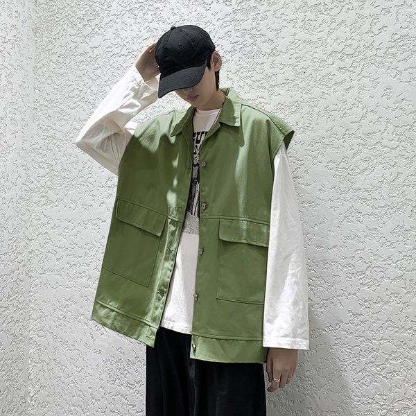 vests spring men's fashion retro pocket casual jacket men streetwear korean loose vest coat mens m-2xl, Black;white
vests spring men's fashion retro pocket casual jacket men streetwear korean loose vest coat mens m-2xl, Black;white