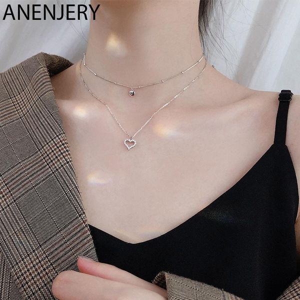 sterling silver dainty double layer heart necklaces with micro pave zircon collares s-n468 chains
sterling silver dainty double layer heart necklaces with micro pave zircon collares s-n468 chains