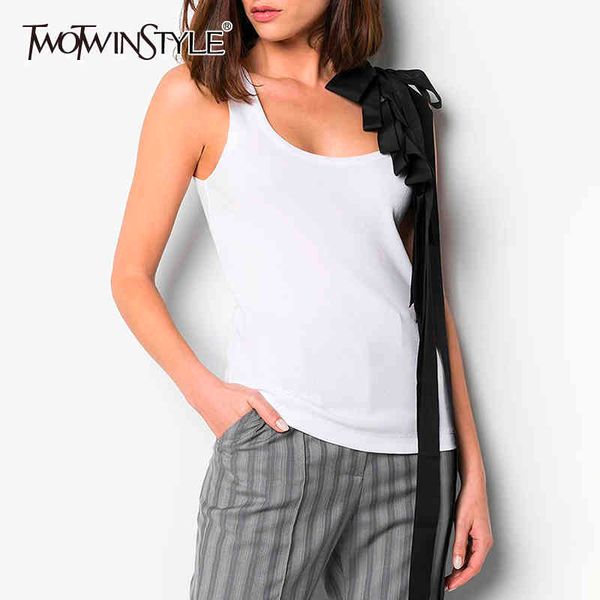 casual bow women tank o neck sleeveless slim hit color patchwork asymmetrical vest female clothing fashion 210524, White
casual bow women tank o neck sleeveless slim hit color patchwork asymmetrical vest female clothing fashion 210524, White