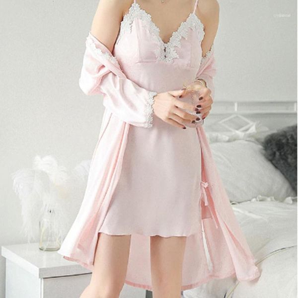 women's women long sleeve silk nightgown set temptation robe nightdress two piece sleepwear autumn spring clothing11 wcn3, Black;red
women's women long sleeve silk nightgown set temptation robe nightdress two piece sleepwear autumn spring clothing11 wcn3, Black;red