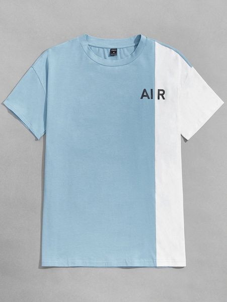 men contrast panel letter graphic tee n85u#, White;black 
men contrast panel letter graphic tee n85u#, White;black