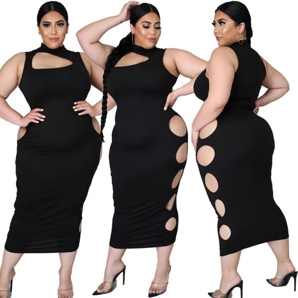 plus size dresses rstylish 2021 women's clothing sleeveless irregular collar personality ripped hollow solid color temperament dress, Black
plus size dresses rstylish 2021 women's clothing sleeveless irregular collar personality ripped hollow solid color temperament dress, Black